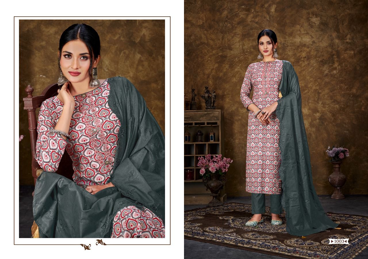 Hermitage Vogue New Fancy Casual Wear Printed Cotton Embroidery Dress Material Collection